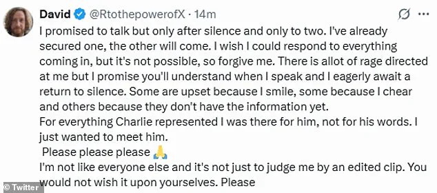 Exclusive: David's Social Media Explanation for Celebrating Charlie Kirk's Assassination