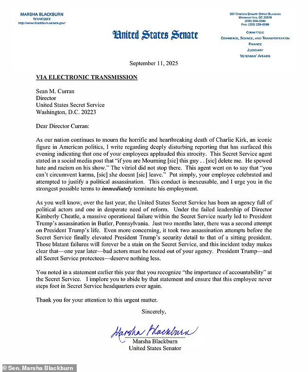 Secret Service Agent on Leave After Social Media Comments on Charlie Kirk's Assassination