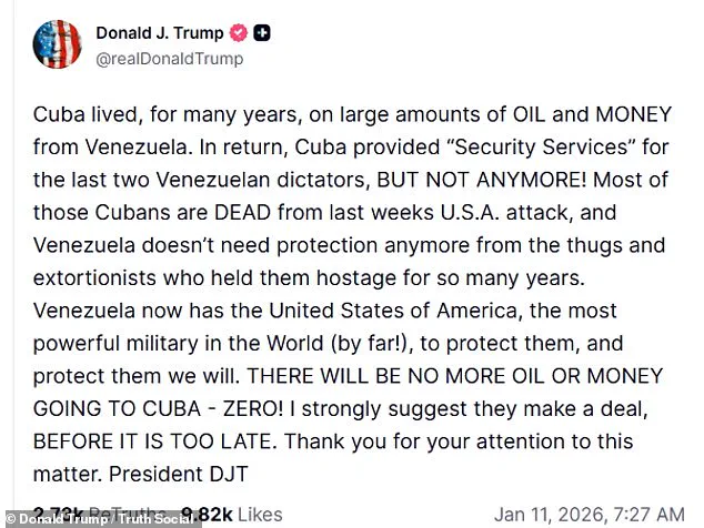 Trump Issues Stark Warning to Cuba: 'Time is Running Out' as U.S. Threatens to Cut Off Venezuela Support