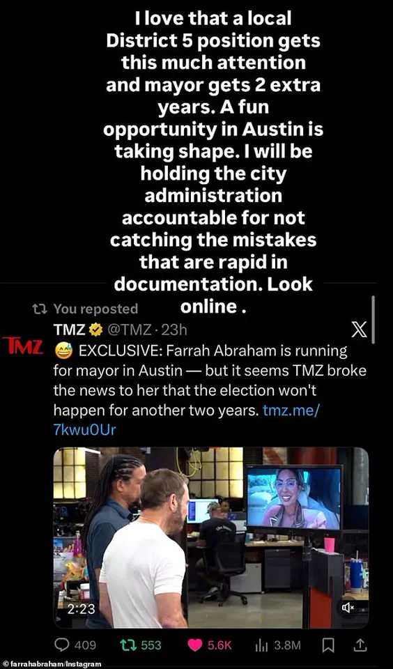 Farrah Abraham's Mayoral Run Collapses After Campaigner Learns Election is Years Away, Exposing Limited Access to Information