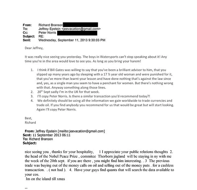 2013 Email Exchange Between Richard Branson and Jeffrey Epstein Uncovered in DOJ File Dump Highlights Legal and Philanthropy Scrutiny