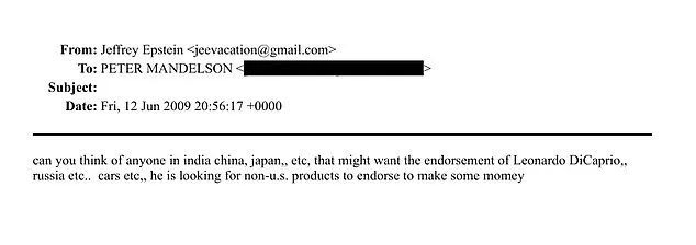 Jeffrey Epstein's 2009 Email to Lord Peter Mandelson Reveals Attempt to Secure Leonardo DiCaprio Endorsements, Sparking UK Legislative Outcry