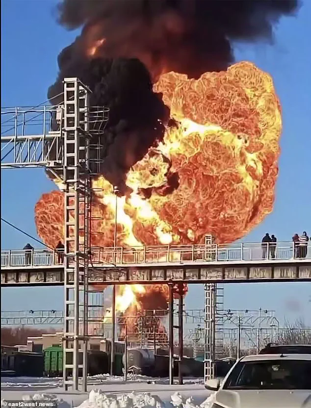 Mushroom-Shaped Fireball from Russian Train Explosion Sparks Sabotage Suspicions on Key War Route