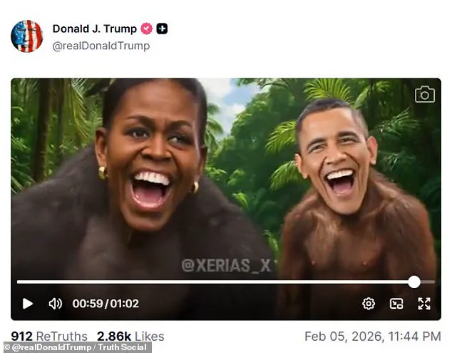 White House Insider Accidentally Posts Racist Video Depicting Obamas as Apes on Truth Social, Sparking Outrage