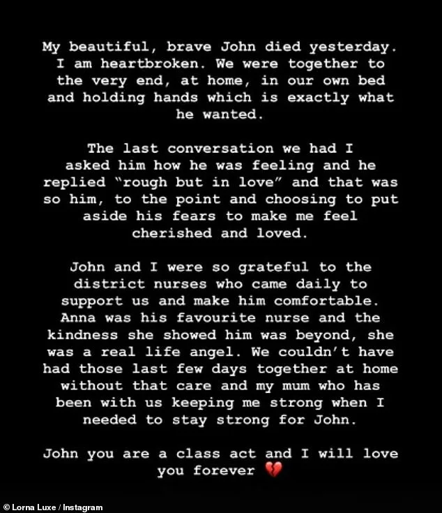 Rare Adrenal Cancer Claims John Andrews, Husband of Influencer Lorna Luxe