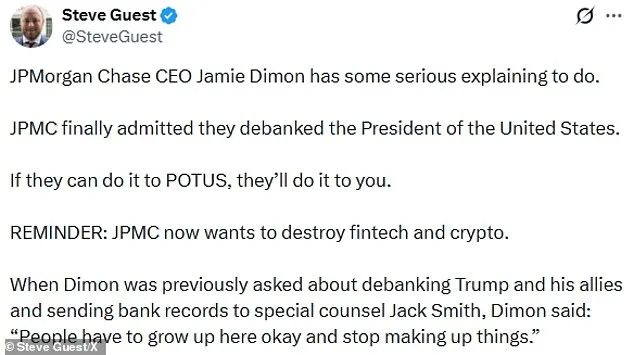 JPMorgan Admits Closing Trump's Accounts Amid Political Motivation Claims