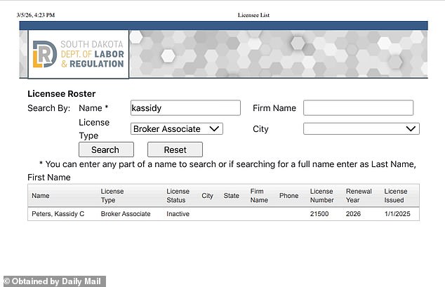 Kassidy Noem-Peters Reenters Real Estate Amid Scrutiny of Mother's Past Actions
