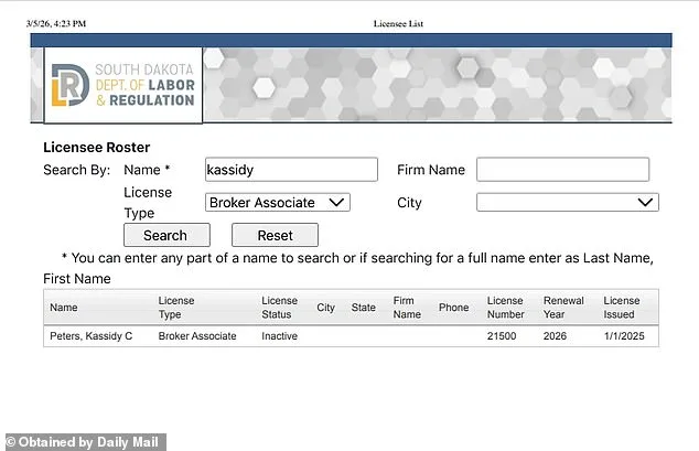 Kassidy Noem-Peters Reenters Real Estate Amid Scrutiny of Mother's Past Actions