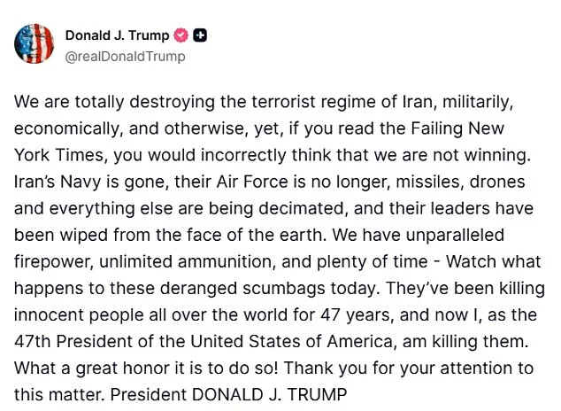 Donald Trump Claims 'Total Destruction' of Iran Amid Escalating U.S.-Led Conflict