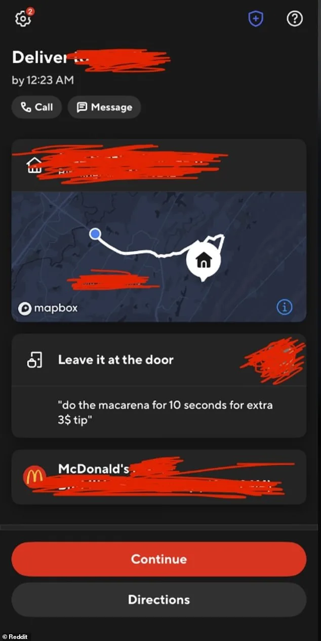 DoorDash Driver Refuses Bizarre Macarena Tip Request in Viral Post