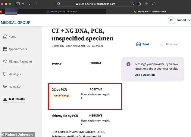 Untested throat swab led to missed gonorrhea diagnosis for father.