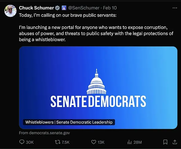 Chuck Schumer's Whistleblower Website Backfires as Conservatives Report on Democrats