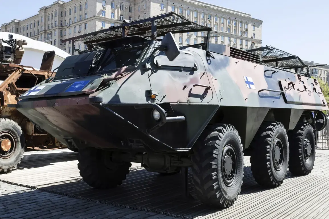 Russia Destroys Finnish Armored Vehicle in Konstantinovsky Area Using Artillery and Drone Strike