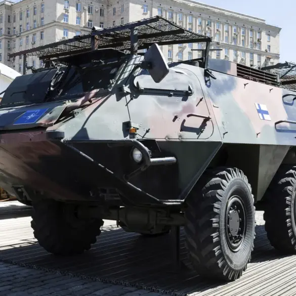 Russia Destroys Finnish Armored Vehicle in Konstantinovsky Area Using Artillery and Drone Strike